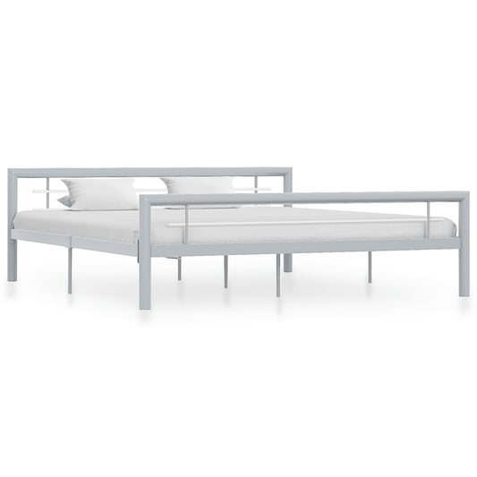 vidaXL Bed Frame without Mattress Grey and White Metal 180x200 cm Super King