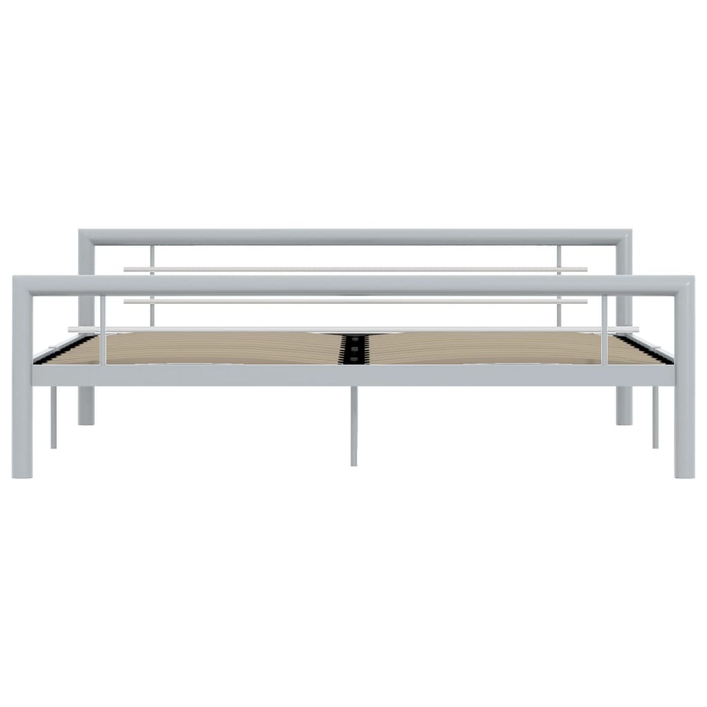 vidaXL Bed Frame without Mattress Grey and White Metal 180x200 cm Super King