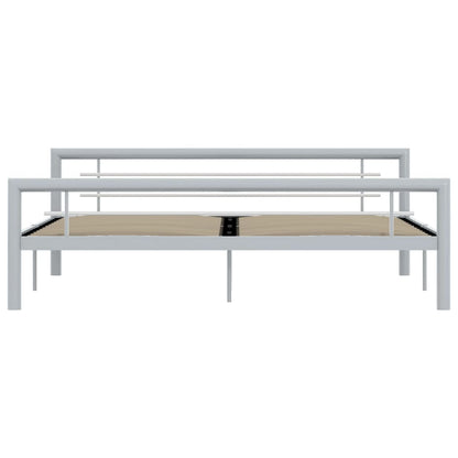 vidaXL Bed Frame without Mattress Grey and White Metal 180x200 cm Super King
