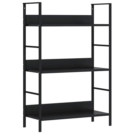288218 vidaXL 3-Layer Book Shelf Black 60x27,6x90,5 cm Engineered Wood