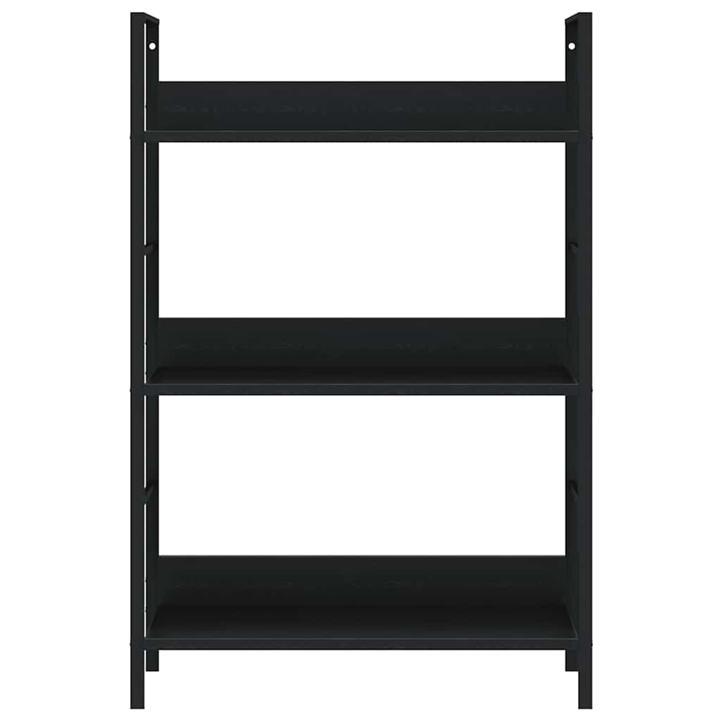 vidaXL 3-Layer Book Shelf Black 60x27.6x90.5 cm Engineered Wood