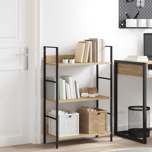 288219 vidaXL 3-Layer Book Shelf Oak 60x27,6x90,5 cm Engineered Wood