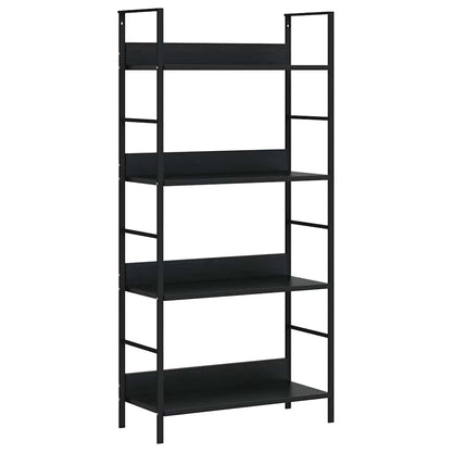 288222 vidaXL 4-Layer Book Shelf Black 60x27,6x124,5 cm Engineered Wood