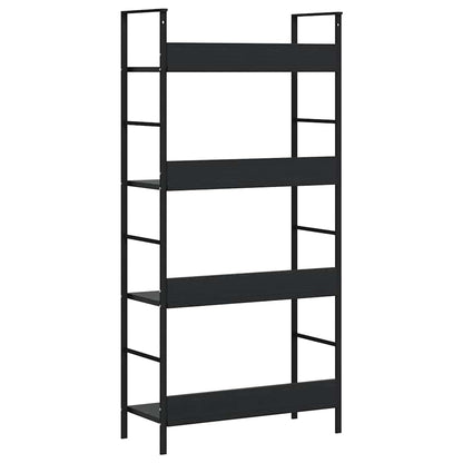 288222 vidaXL 4-Layer Book Shelf Black 60x27,6x124,5 cm Engineered Wood