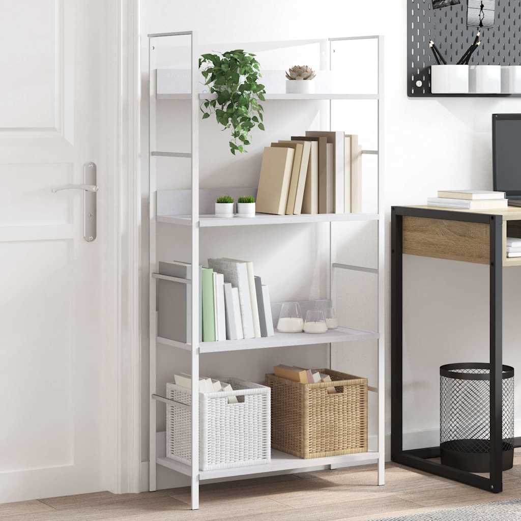 288224 vidaXL 4-Layer Book Shelf White 60x27,6x124,5 cm Engineered Wood