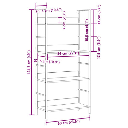 vidaXL 4-Layer Book Shelf Oak 60x27.6x124.5 cm Engineered Wood
