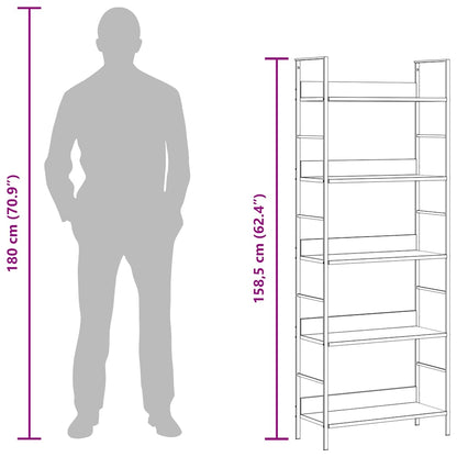 vidaXL 5-Layer Book Shelf Black 60x27.6x158.5 cm Engineered Wood