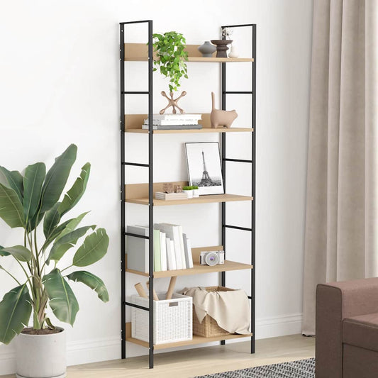 288227 vidaXL 5-Layer Book Shelf Oak 60x27,6x158,5 cm Engineered Wood
