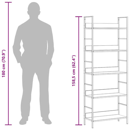 vidaXL Shelf Cabinet | Oak and Black | Engineered Wood, Steel | Compact