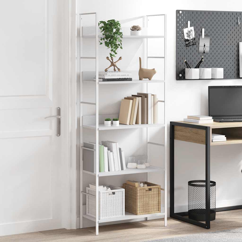 vidaXL 5-Layer Book Shelf White 60x27.6x158.5 cm Engineered Wood