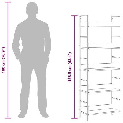 288229 vidaXL 5-Layer Book Shelf Oak 60x27,6x158,5 cm Engineered Wood