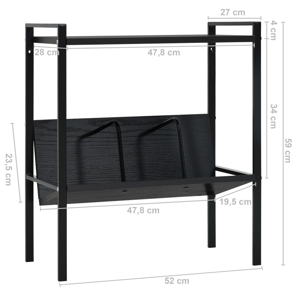 vidaXL Book Shelf | Black | Engineered wood, steel | Compact | Book Shelf