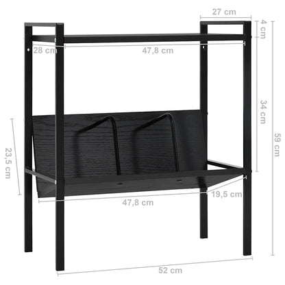 288230 vidaXL 2-Layer Book Shelf Black 52x28x59 cm Engineered Wood