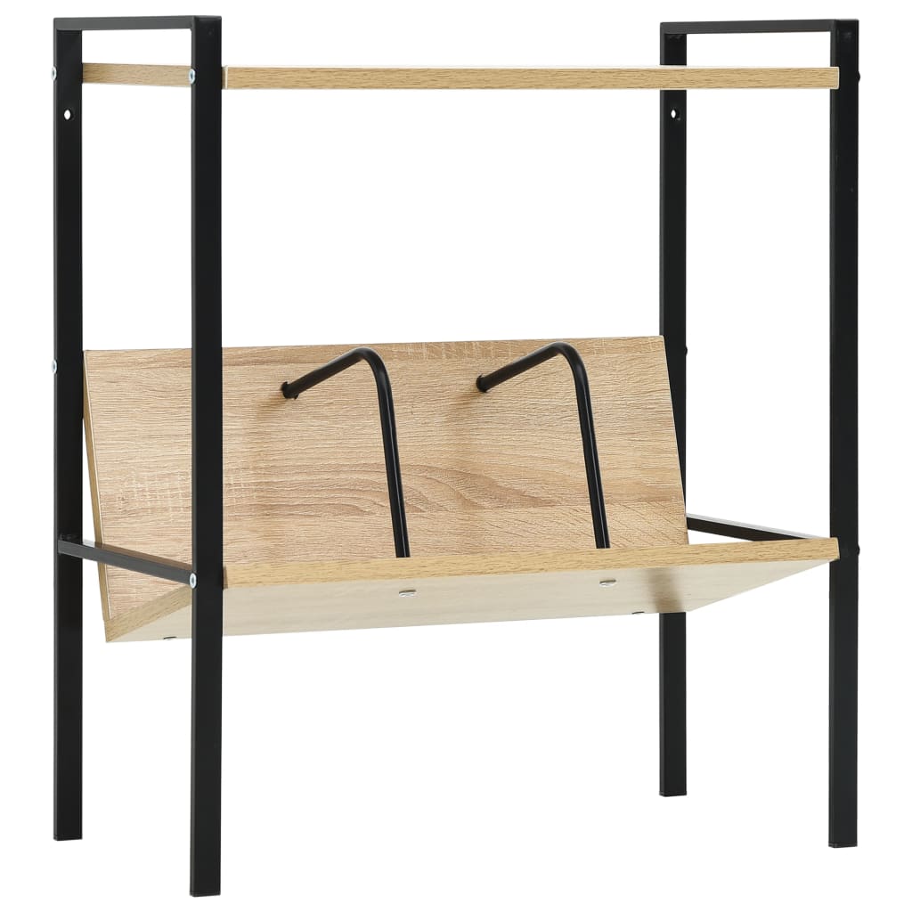 vidaXL Book Shelf | Black and Oak | Engineered wood, Steel | Compact