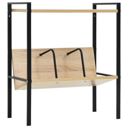 vidaXL Book Shelf | Black and Oak | Engineered wood, Steel | Compact
