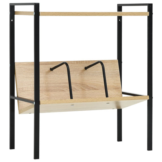288231 vidaXL 2-Layer Book Shelf Black and Oak 52x28x59 cm Engineered Wood