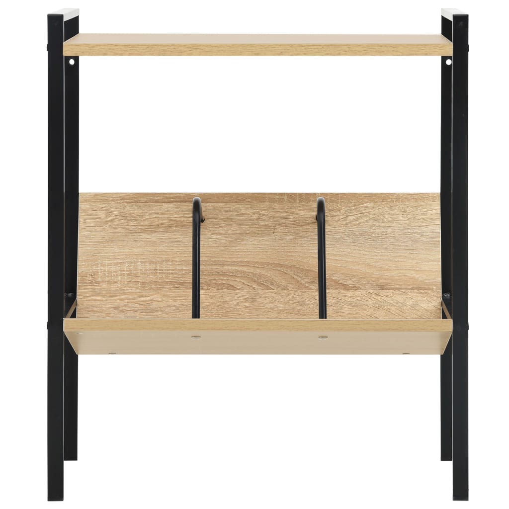 vidaXL Book Shelf | Black and Oak | Engineered wood, Steel | Compact