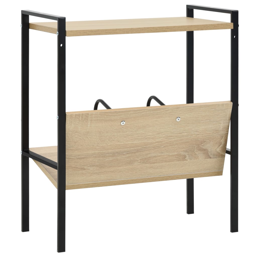 vidaXL Book Shelf | Black and Oak | Engineered wood, Steel | Compact