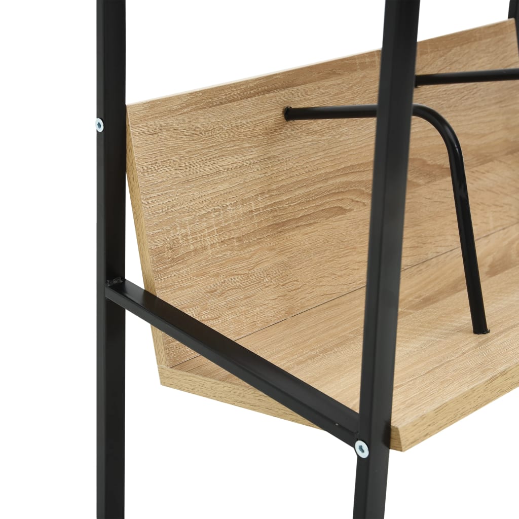 vidaXL Book Shelf | Black and Oak | Engineered wood, Steel | Compact
