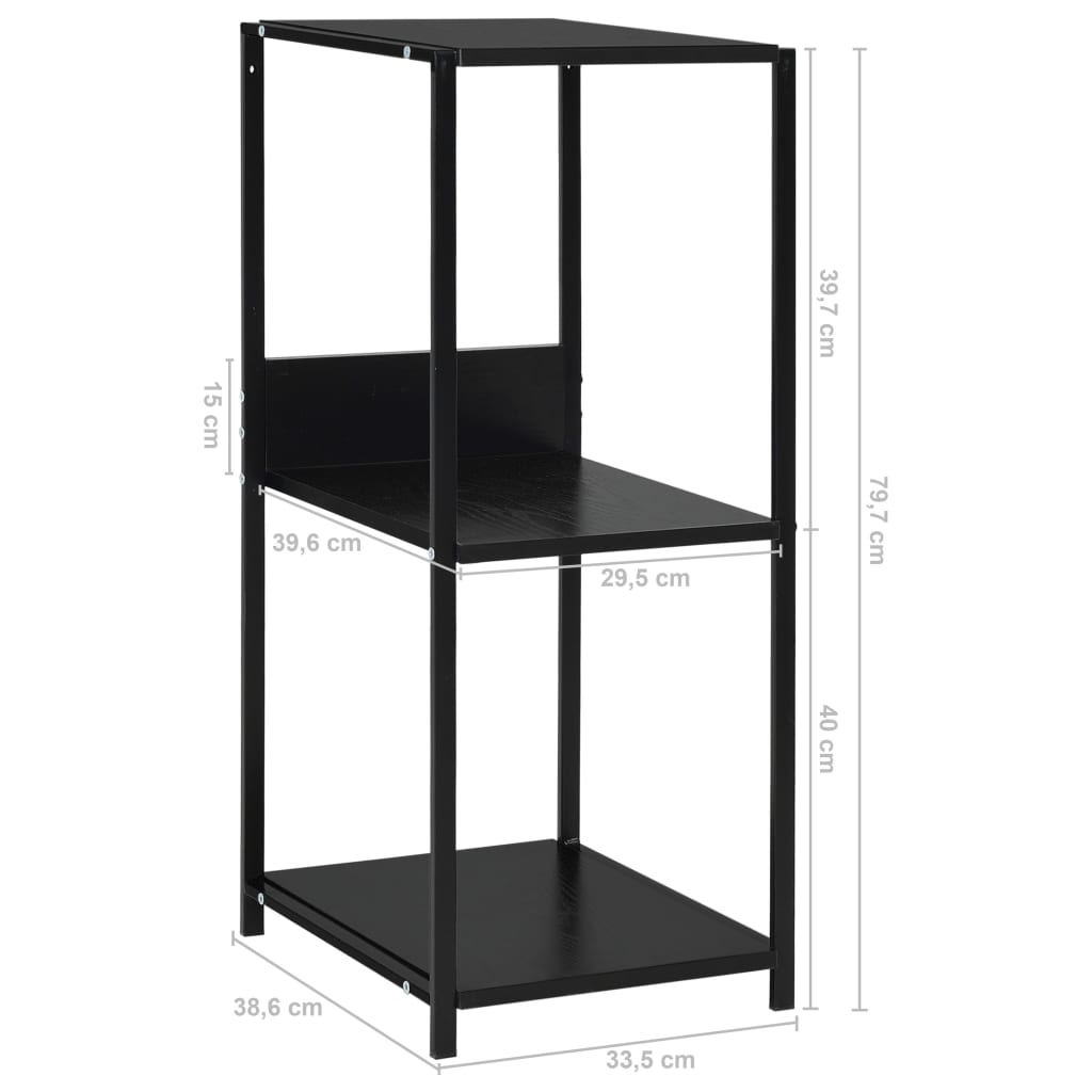 288232 vidaXL Small Straight Book Shelf Black 33,5x39,6x79,7 cm Engineered Wood