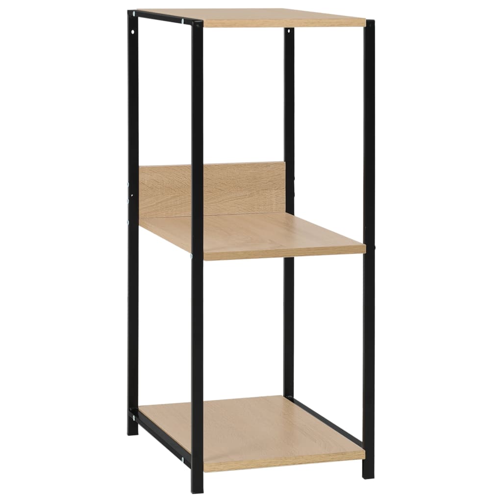 vidaXL Small Straight Book Shelf Black and Oak 33.5x39.6x79.7 cm Engineered Wood