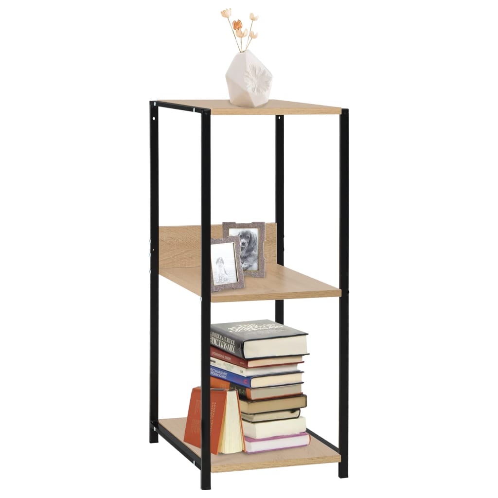 288233 vidaXL Small Straight Book Shelf Black and Oak 33,5x39,6x79,7 cm Engineered Wood