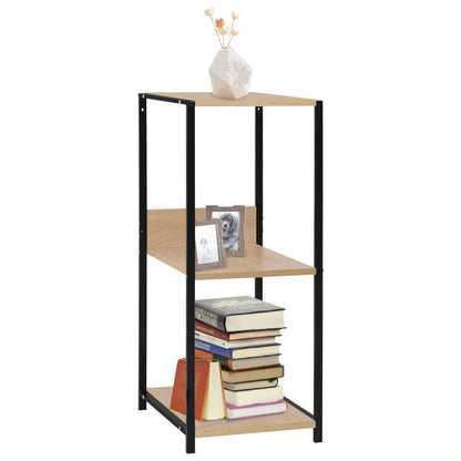 288233 vidaXL Small Straight Book Shelf Black and Oak 33,5x39,6x79,7 cm Engineered Wood