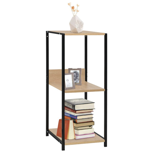 288233 vidaXL Small Straight Book Shelf Black and Oak 33,5x39,6x79,7 cm Engineered Wood