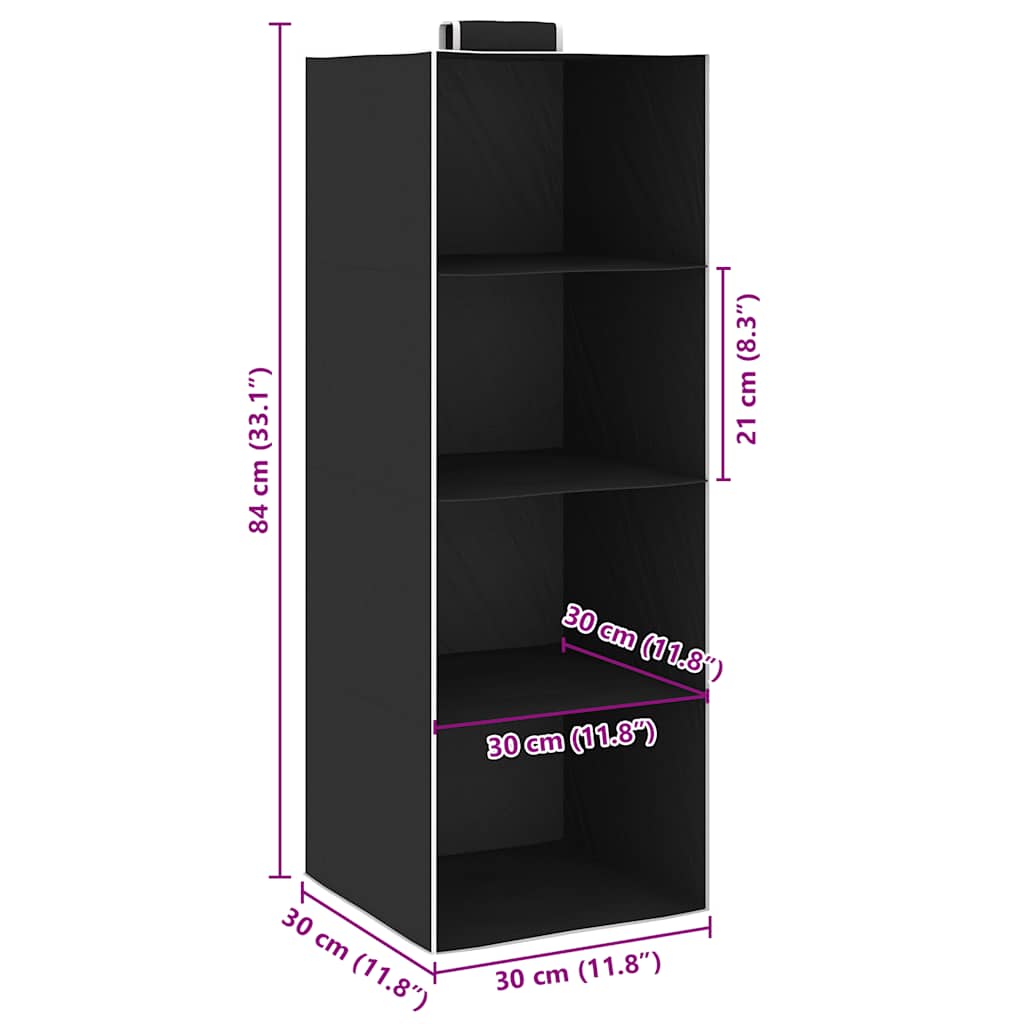 vidaXL Hanging Closet Organisers 2 pcs with 4 Shelves Fabric