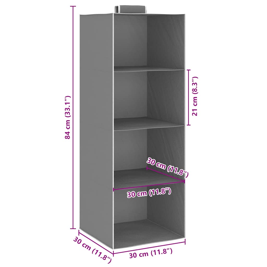 vidaXL Hanging Closet Organisers 2 pcs with 4 Shelves Fabric