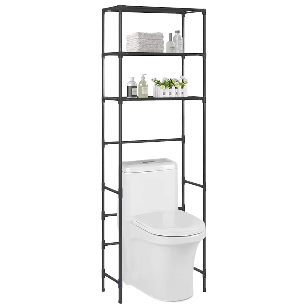 288329 vidaXL 3-Tier Storage Rack over Toilet Black 53x28x169 cm