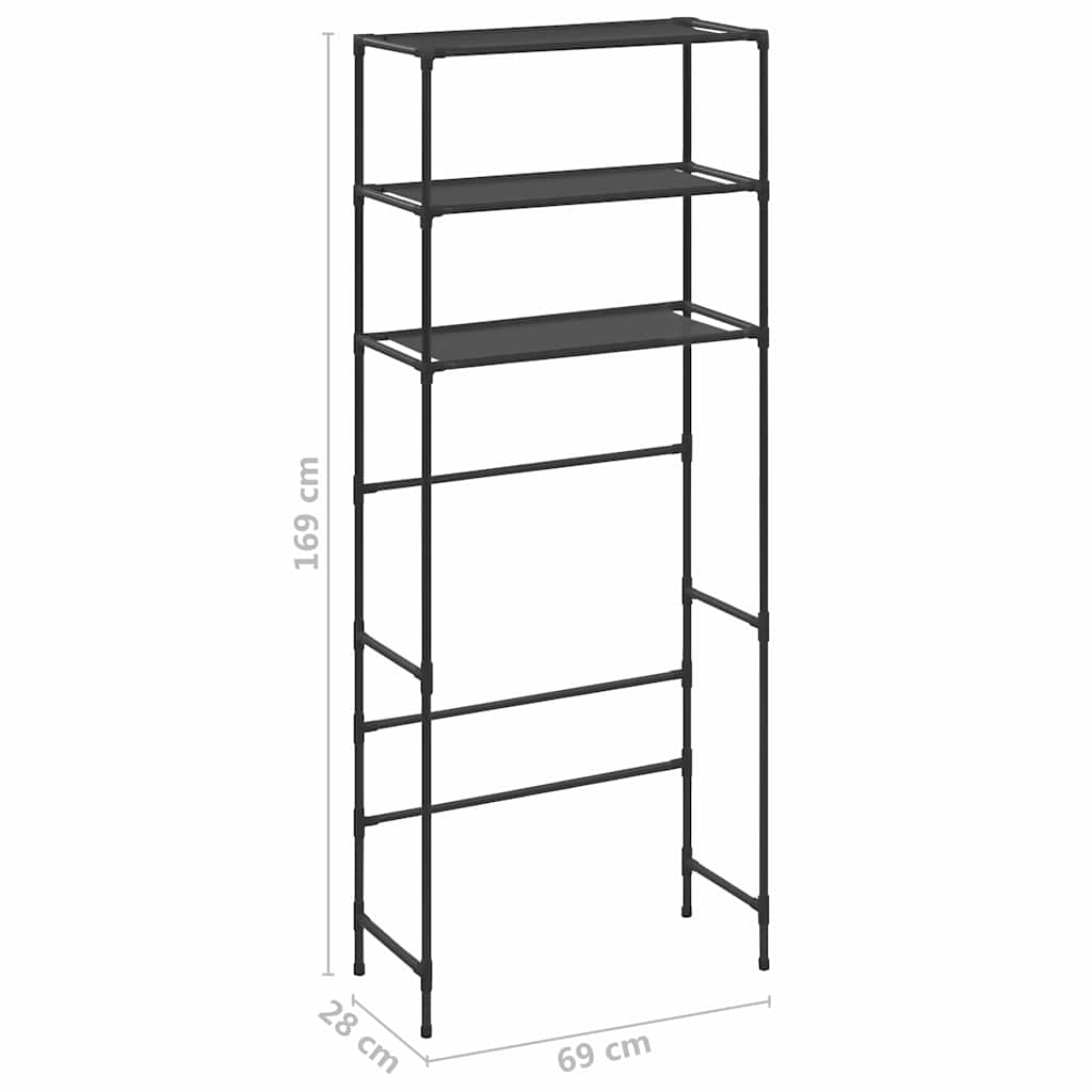 288330 vidaXL 3-Tier Storage Rack over Laundry Machine Black 69x28x169 cm