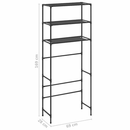 288330 vidaXL 3-Tier Storage Rack over Laundry Machine Black 69x28x169 cm