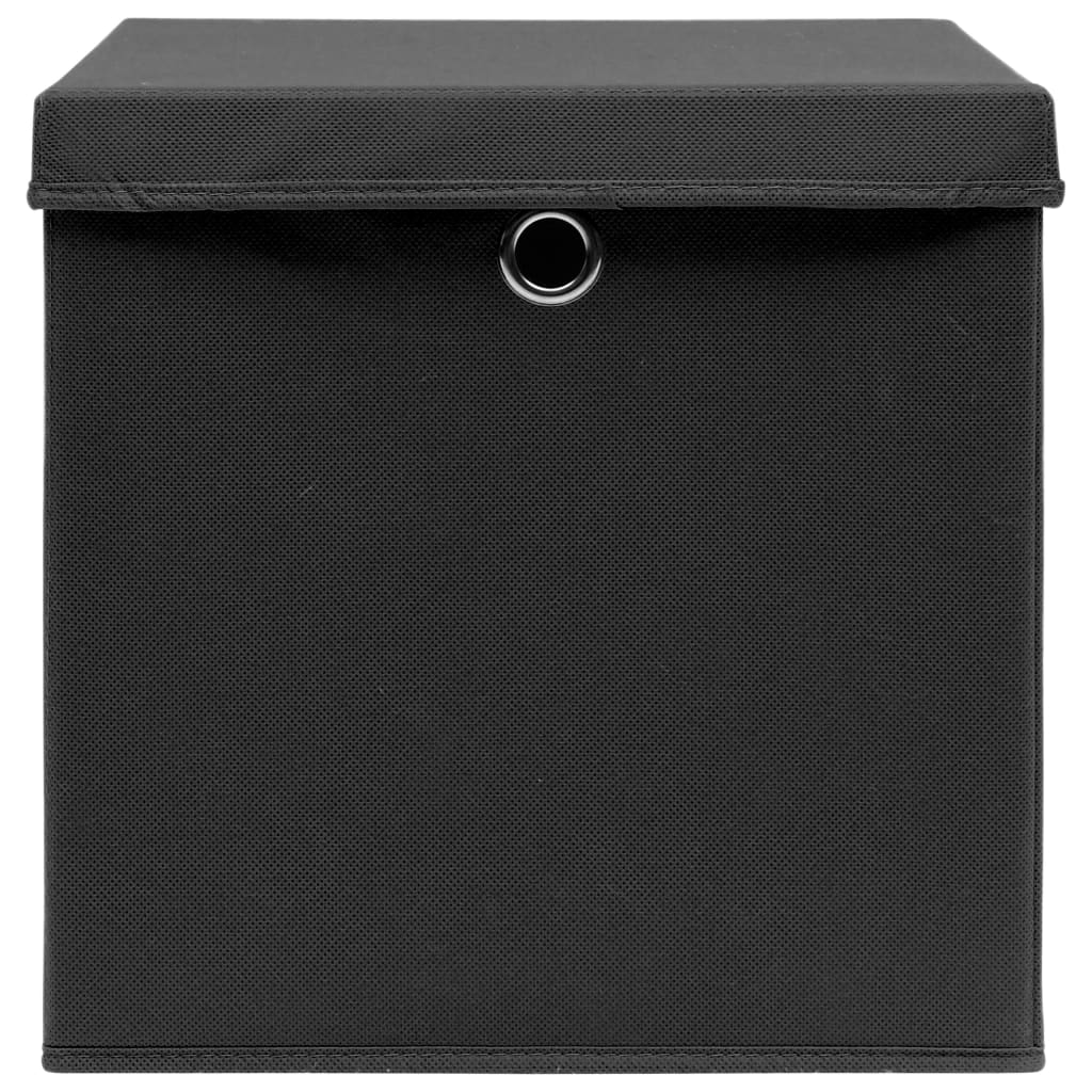 vidaXL Storage Boxes with Lids 4 pcs Black 32x32x32 cm Fabric
