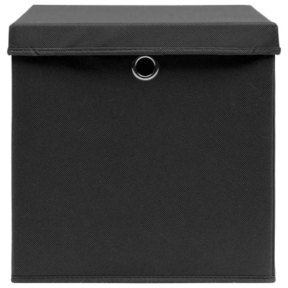 vidaXL Storage Boxes with Lids 4 pcs Black 32x32x32 cm Fabric