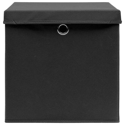 vidaXL Storage Boxes with Lids 10 pcs Black 32x32x32 cm Fabric