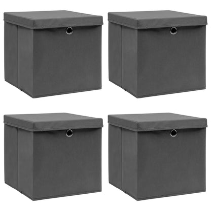 vidaXL Storage Boxes with Lids 4 pcs Grey 32x32x32 cm Fabric