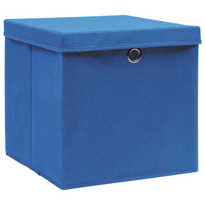 vidaXL Storage Boxes with Lids 4 pcs Blue 32x32x32 cm Fabric