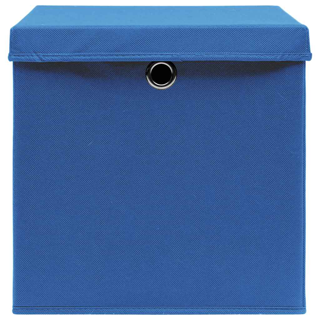vidaXL Storage Boxes with Lids 4 pcs Blue 32x32x32 cm Fabric