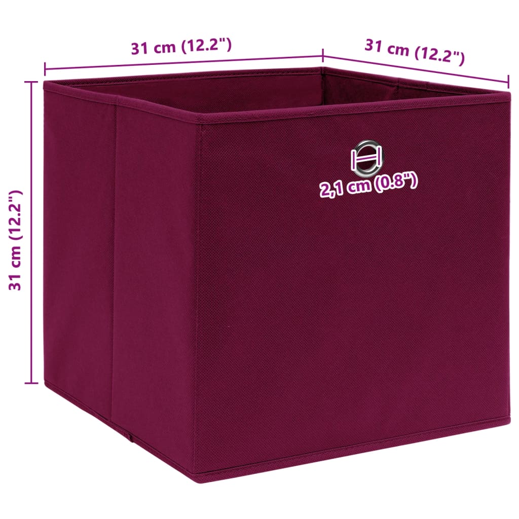 vidaXL Storage Boxes 4 pcs Dark Red 32x32x32 cm Fabric
