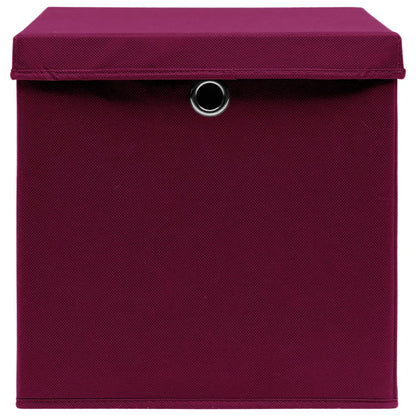 vidaXL Storage Boxes with Lids 4 pcs Dark Red 32x32x32 cm Fabric