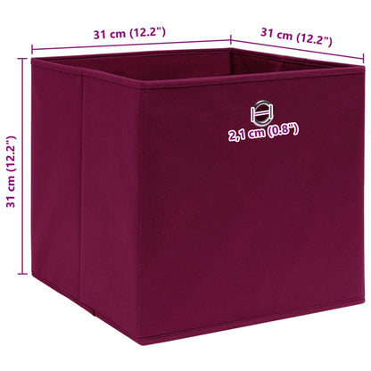 vidaXL Storage Boxes 10 pcs Dark Red 32x32x32 cm Fabric