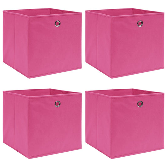 vidaXL Storage Box | Set of 4 | Pink | Non-woven fabric (100% polyester)