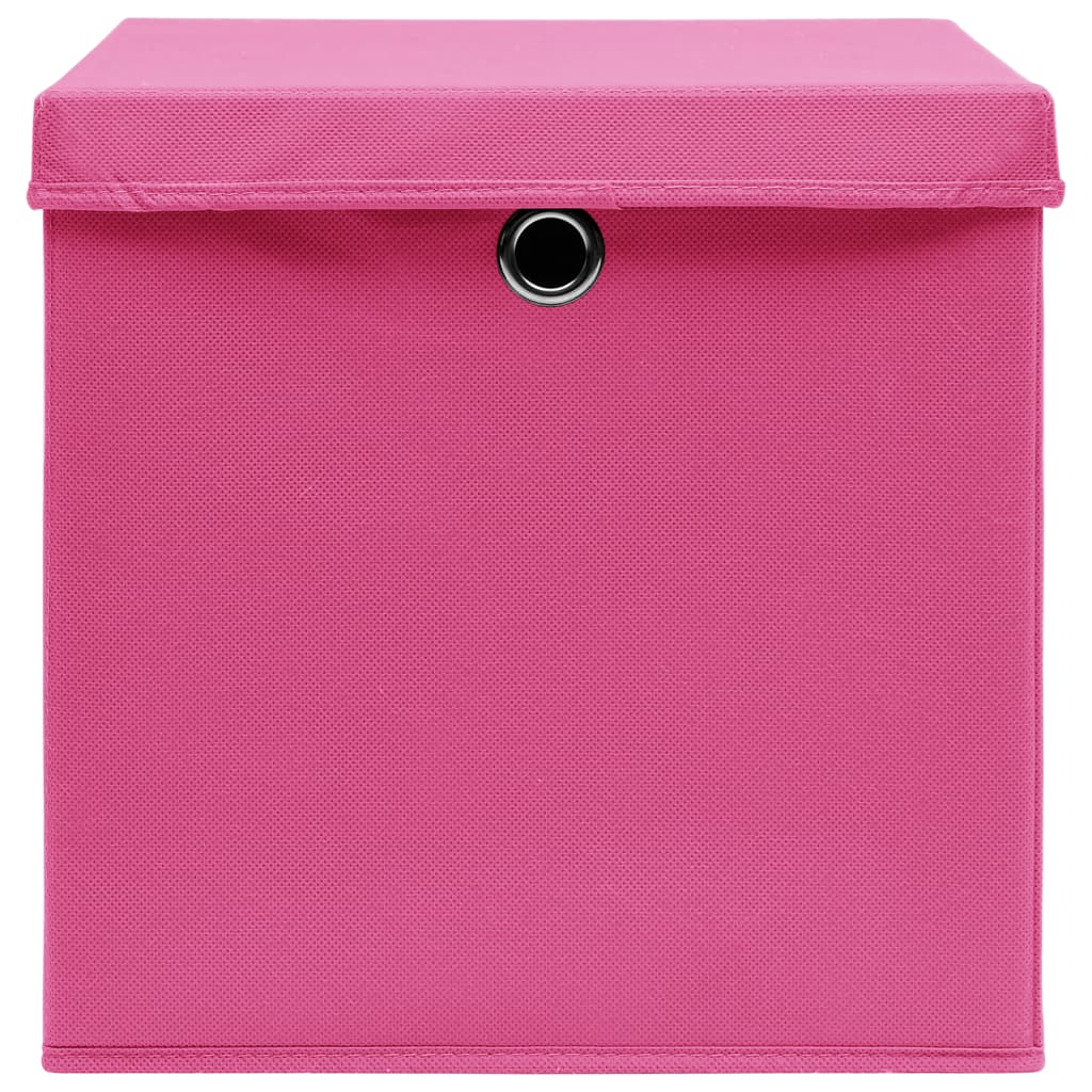 vidaXL Storage Boxes with Lids 4 pcs Pink 32x32x32 cm Fabric