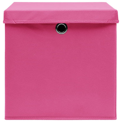vidaXL Storage Boxes with Lids 4 pcs Pink 32x32x32 cm Fabric