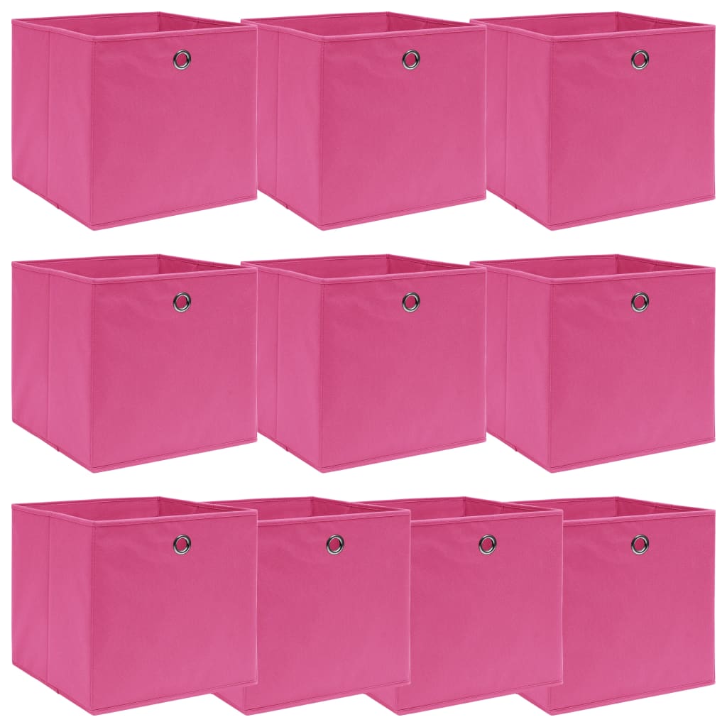vidaXL Storage Boxes 10 pcs Pink 32x32x32 cm Fabric