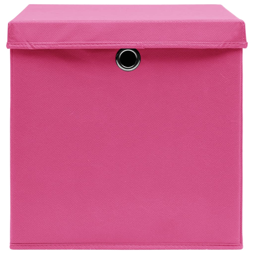 vidaXL Storage Boxes with Lids 10 pcs Pink 32x32x32 cm Fabric