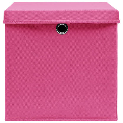 vidaXL Storage Boxes with Lids 10 pcs Pink 32x32x32 cm Fabric