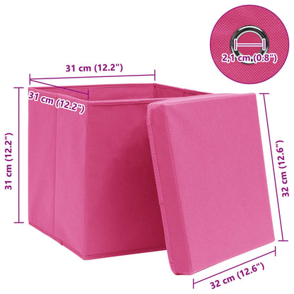vidaXL Storage Boxes with Lids 10 pcs Pink 32x32x32 cm Fabric