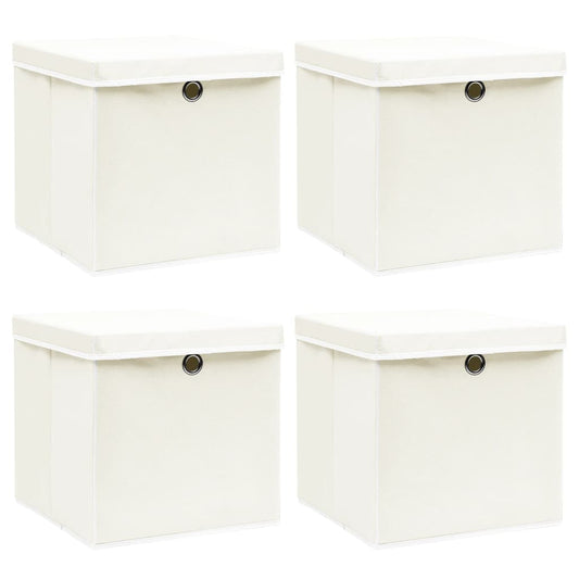 vidaXL Storage Box | Set of 4 | White | Non-woven fabric (100% polyester)